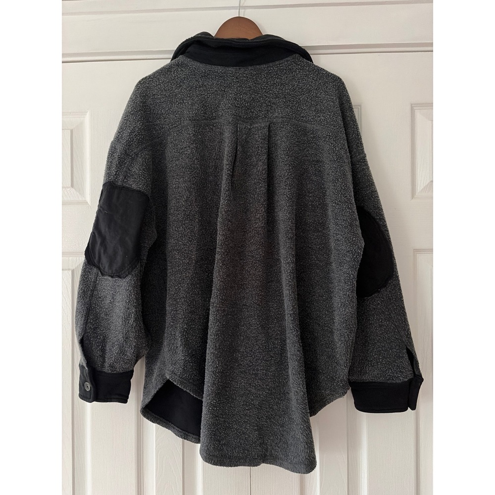 Free People Ruby Jacket Charcoal Grey Black Fleece Oversized Shacket Womens M - Picture 3 of 6